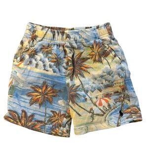 Ralph Lauren Kids Tropical Print Spa Terry Shorts Boys Size 6 Embroidered Logo
